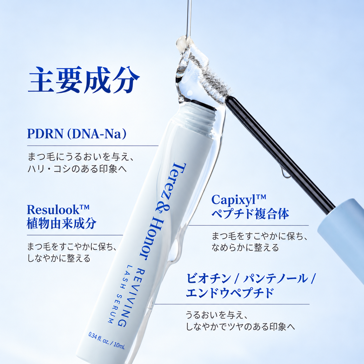 Terez & Honor リバイビングラッシュセラム 主要成分 PDRN Resulook Capixyl